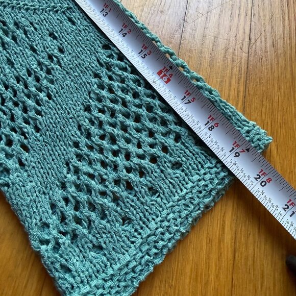 Boho Soft Surroundings Size L NEW Blue Crochet Knit Beachwalk 3/4 Sleeve Sweater - Picture 7 of 16